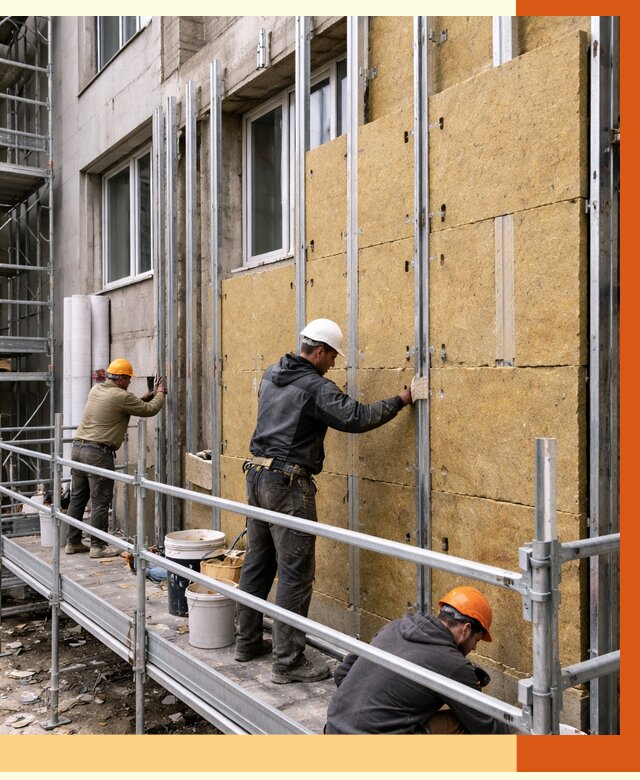 Утепление вентилируемого фасада в Мурманске от 5758 руб/м2 — монтаж и утепление вентфасад | ТепломастерМрм